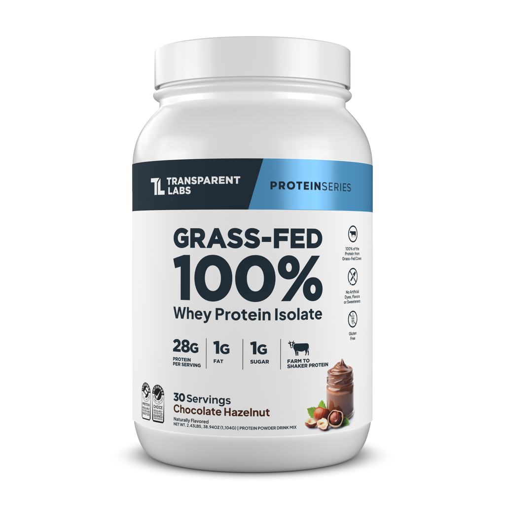 Transparent Labs Grass-Fed Whey Protein Isolate, Chocolate Hazelnut, 2LB container