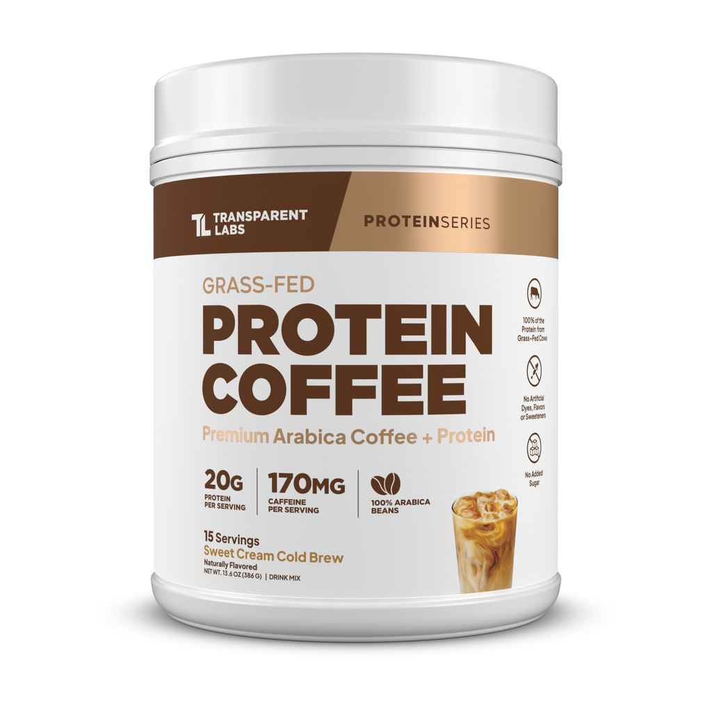 Transparent Labs Grass-Fed Protein Coffee, Sweet Cream Cold Brew, 15 Servings