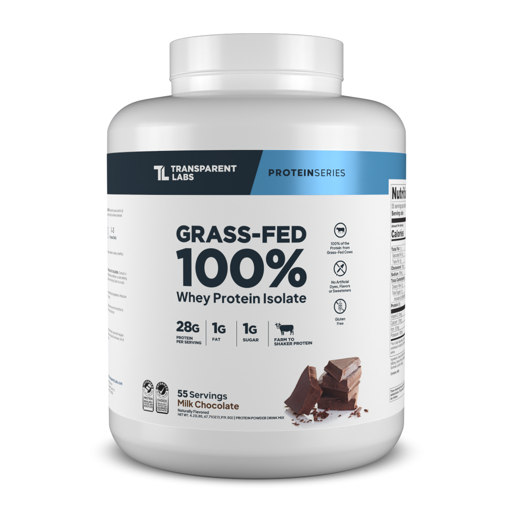 Transparent Labs Grass-Fed Whey Protein Isolate, Milk Chocolate, 4LB container