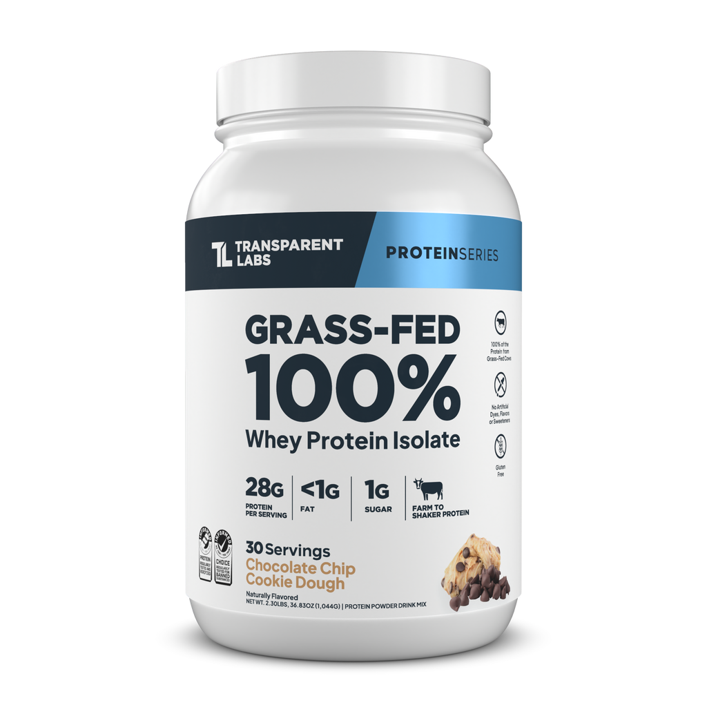 Transparent Labs Grass-Fed Whey Protein Isolate, Chocolate Chip Cookie Dough, 2LB container