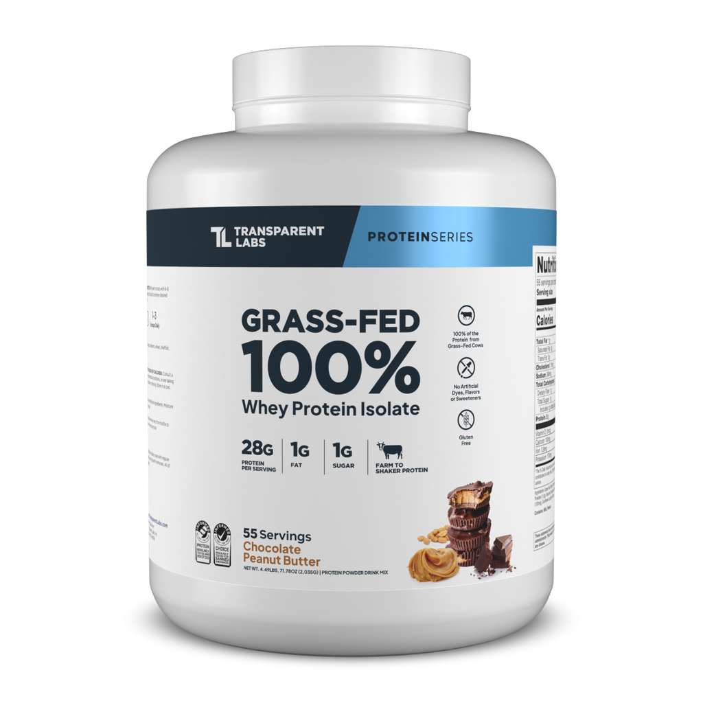 Transparent Labs Grass-Fed Whey Protein Isolate, Chocolate Peanut Butter, 4LB container