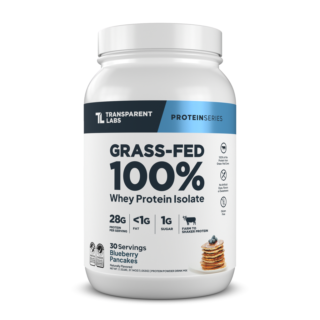 Transparent Labs Grass-Fed Whey Protein Isolate, Blueberry Pancakes, 2LB container