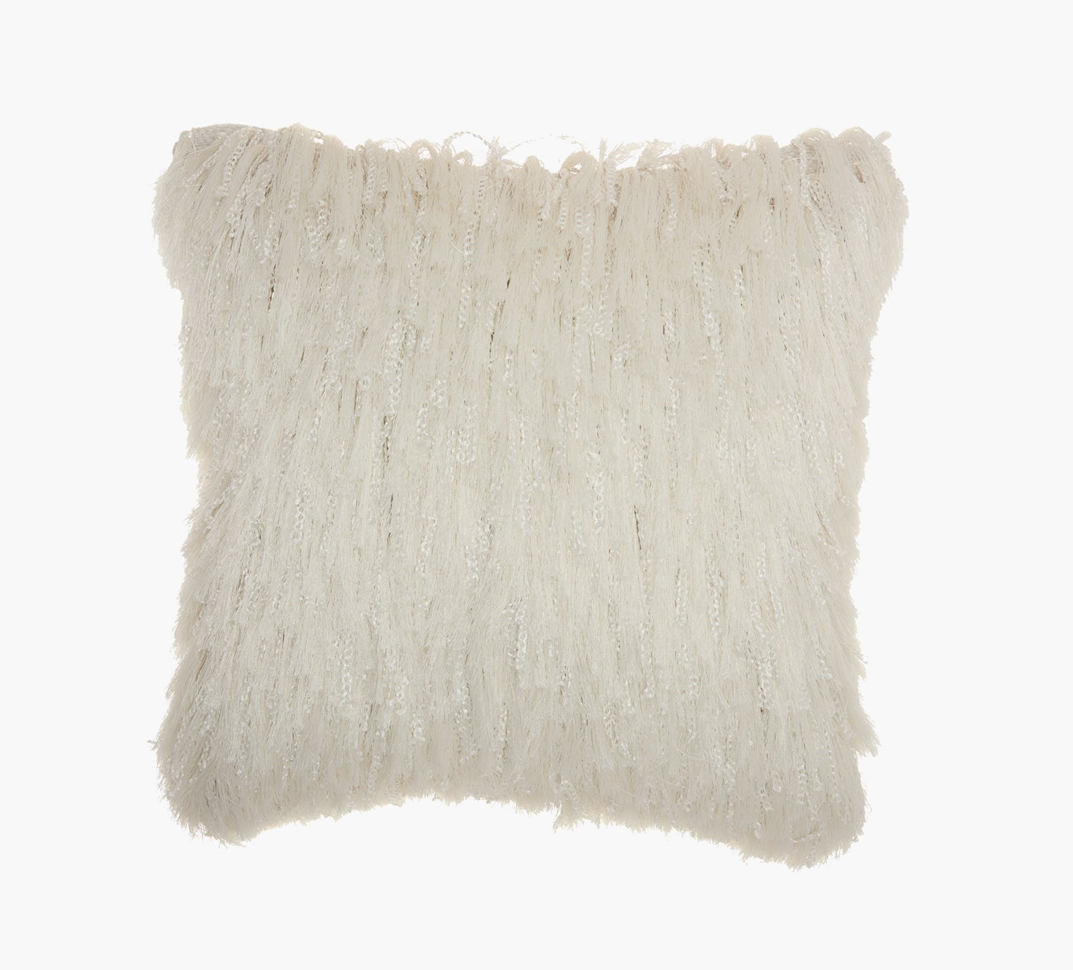 White Shag Accent Throw Pillow