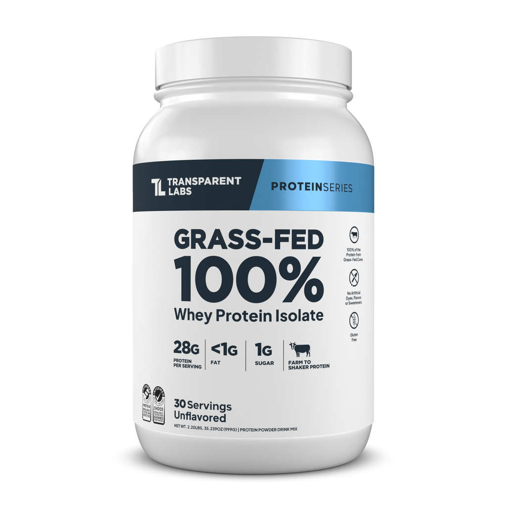 Transparent Labs Grass-Fed Whey Protein Isolate, Unflavored, 2LB container