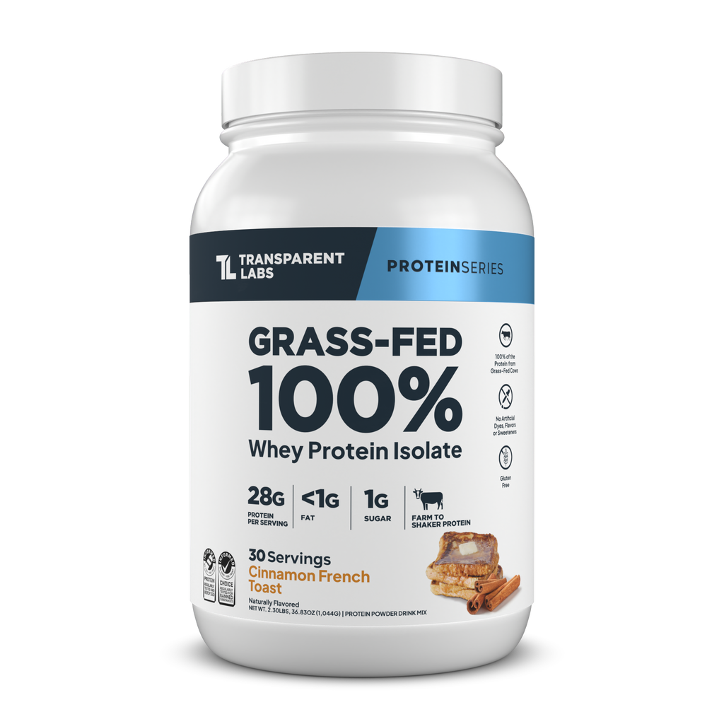 Transparent Labs Grass-Fed Whey Protein Isolate, Cinnamon French Toast, 2LB container