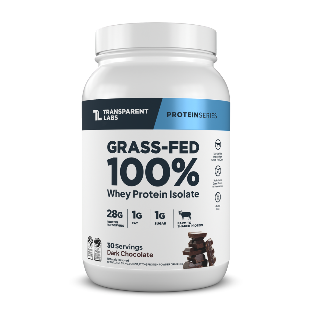 Transparent Labs Grass-Fed Whey Protein Isolate, Dark Chocolate, 2LB container