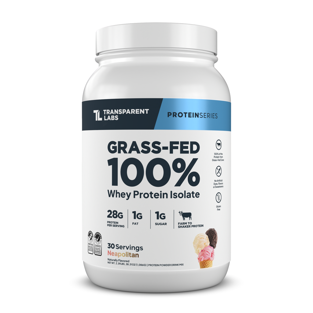 Transparent Labs Grass-Fed Whey Protein Isolate, Neapolitan, 2LB container