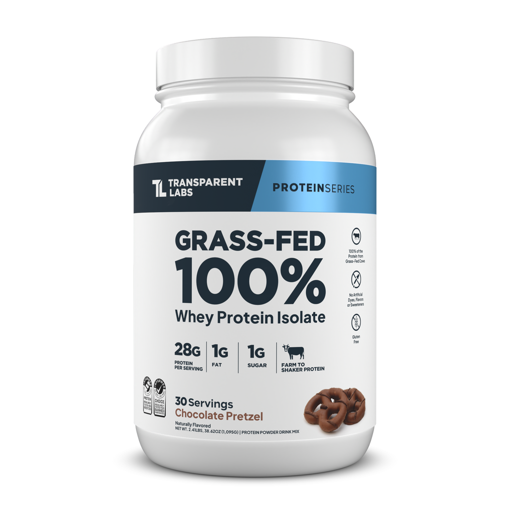 Transparent Labs Grass-Fed Whey Protein Isolate, Chocolate Pretzel, 2LB container