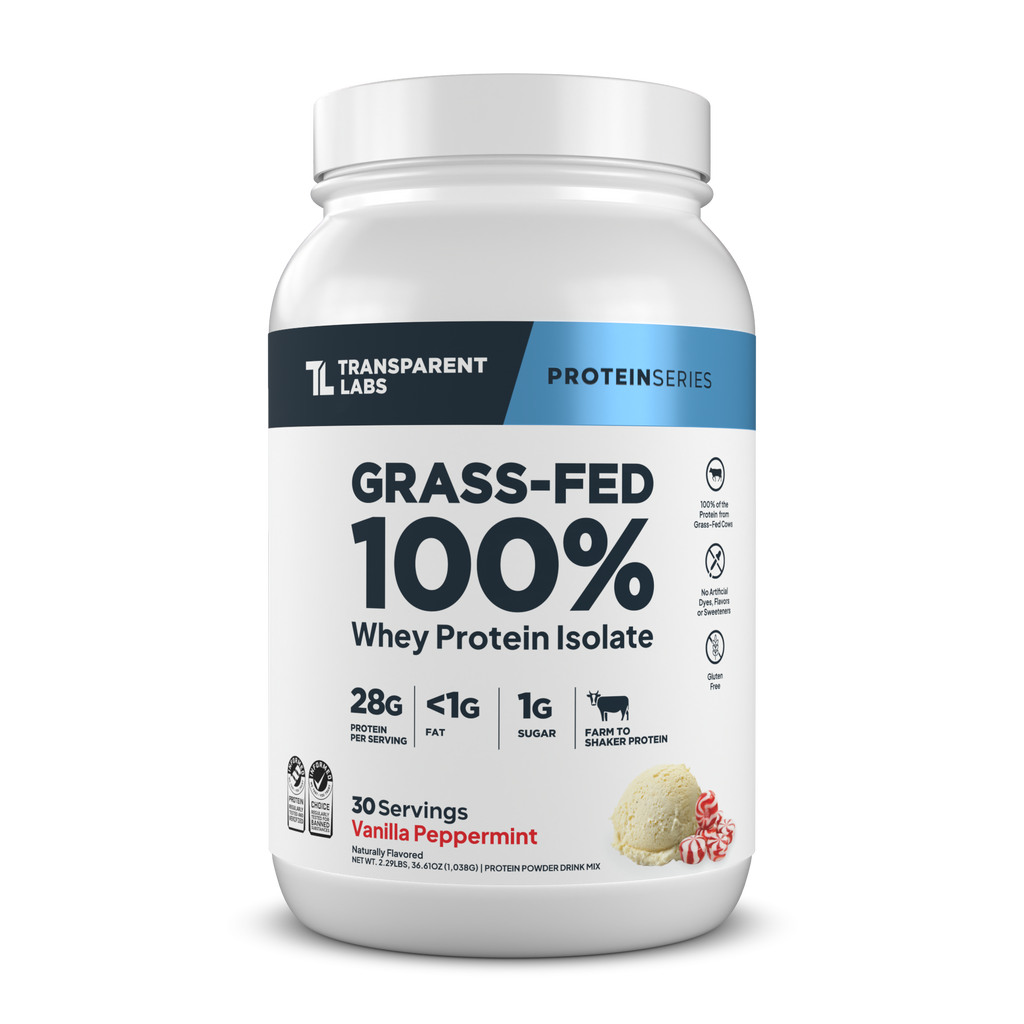 Transparent Labs Grass-Fed Whey Protein Isolate, Vanilla Peppermint, 2LB container