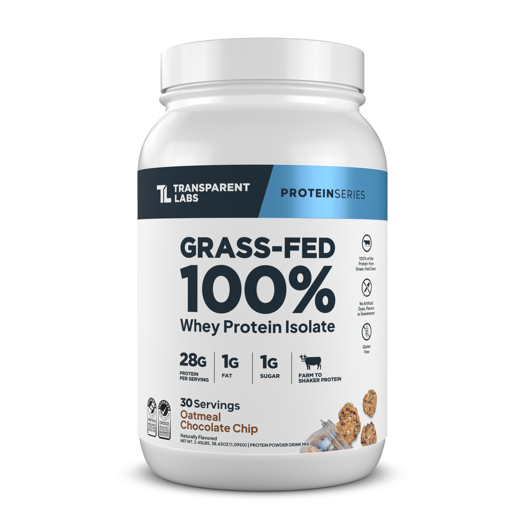 Transparent Labs Grass-Fed Whey Protein Isolate, Oatmeal Chocolate Chip Cookie, 2LB container