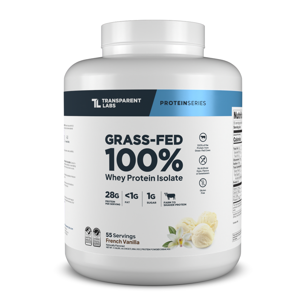 Transparent Labs Grass-Fed Whey Protein Isolate, French Vanilla, 4LB container